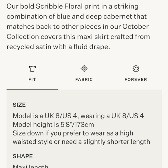 ME+EM Maxi Skirt Deep Cabernet Blue Scribble Floral Print Maxi Skirt Size 6 US - Picture 14 of 14